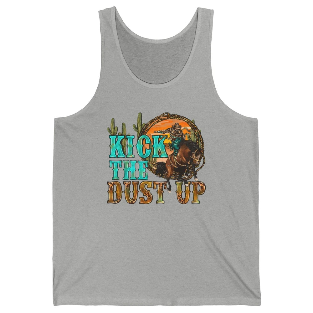 Retro Desert Cowboy Bucking Horse Kick The Dust Up Western Unisex Jersey Tank