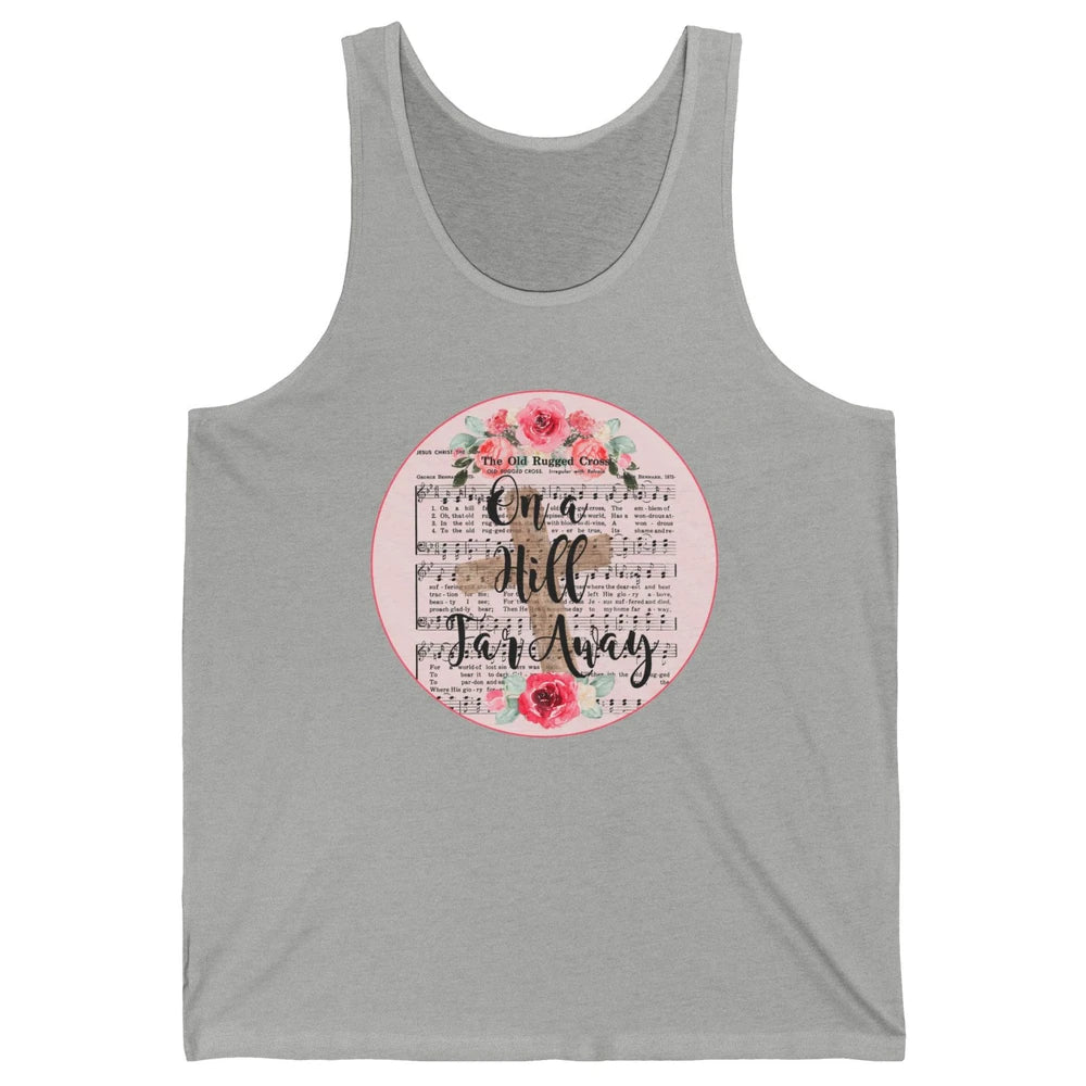 Floral Jesus Cross On Hill Far Away Old Rugged Cross Western Unisex Jersey Tank