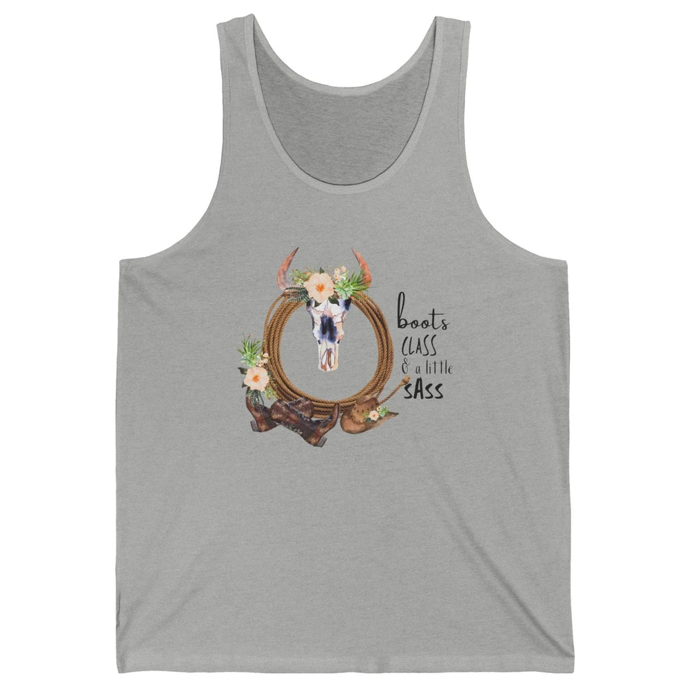 Retro Cowgirl Boots And Hat Boots Class A Little Sass Cowboy Unisex Jersey Tank