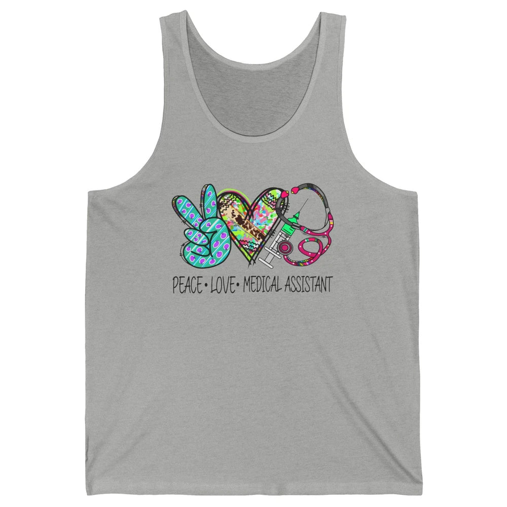Peace Love Medical Assistant Leopard Stethoscope Nurse Life Unisex Jersey Tank