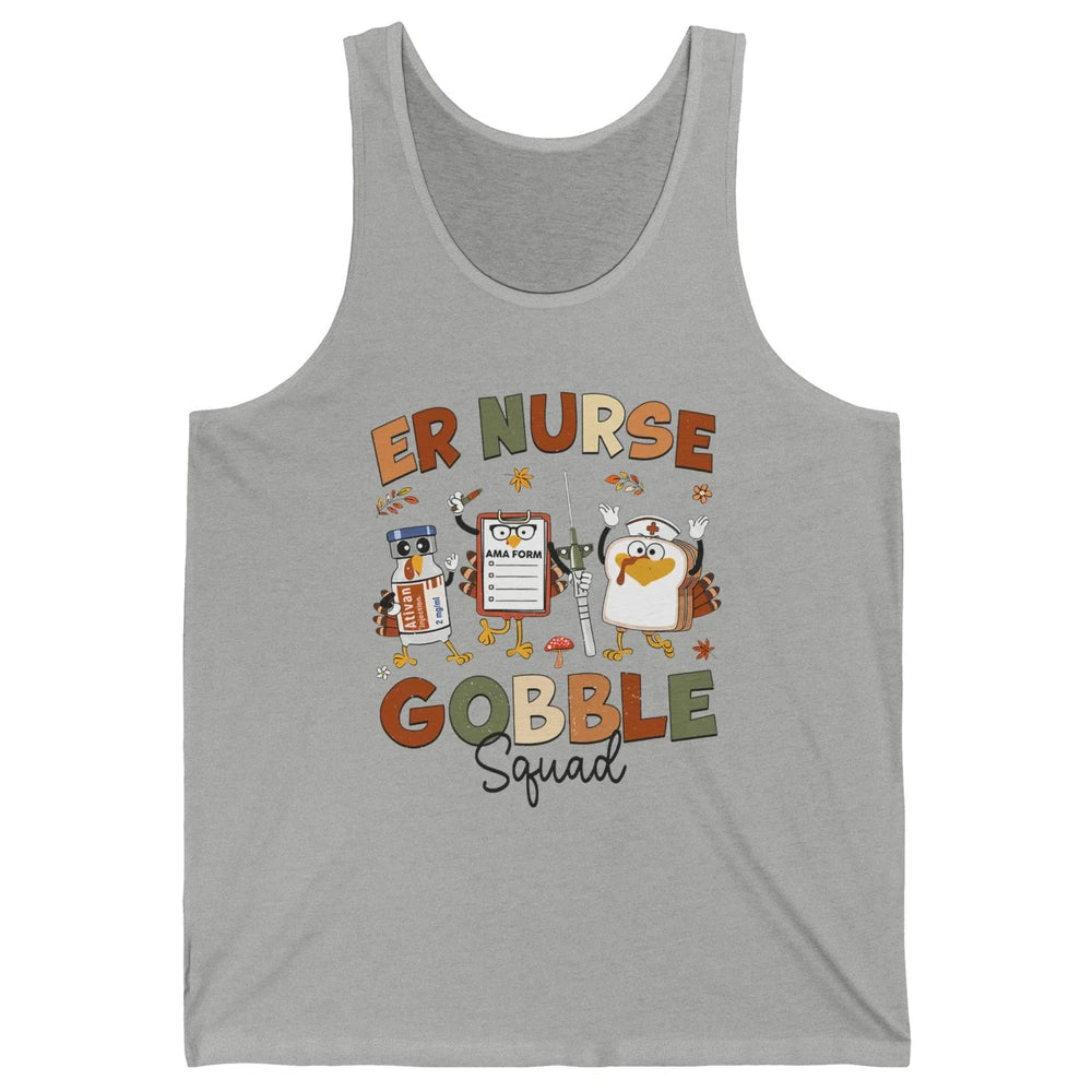 Thanksgiving ER Nurse Gobble Squad Emergency Room Thankful Unisex Jersey Tank