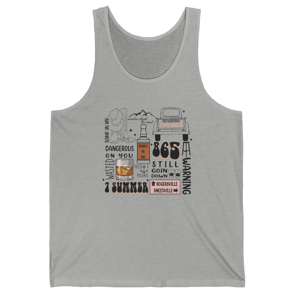 Retro Cowboy Boot Hat Sand In My Boots Western Country Music Unisex Jersey Tank