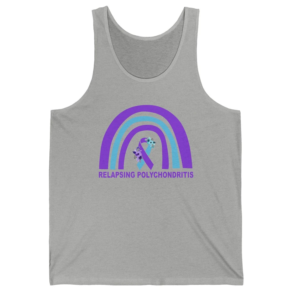 Relapsing Polychondritis Awareness Floral Blue Purple Ribbon Unisex Jersey Tank