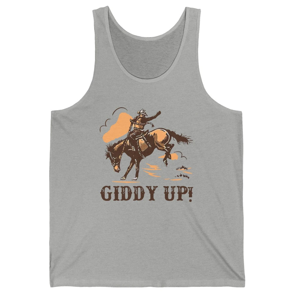 Retro Cowboy Rodeo Giddy Up Hold Your Horses Western Country Unisex Jersey Tank