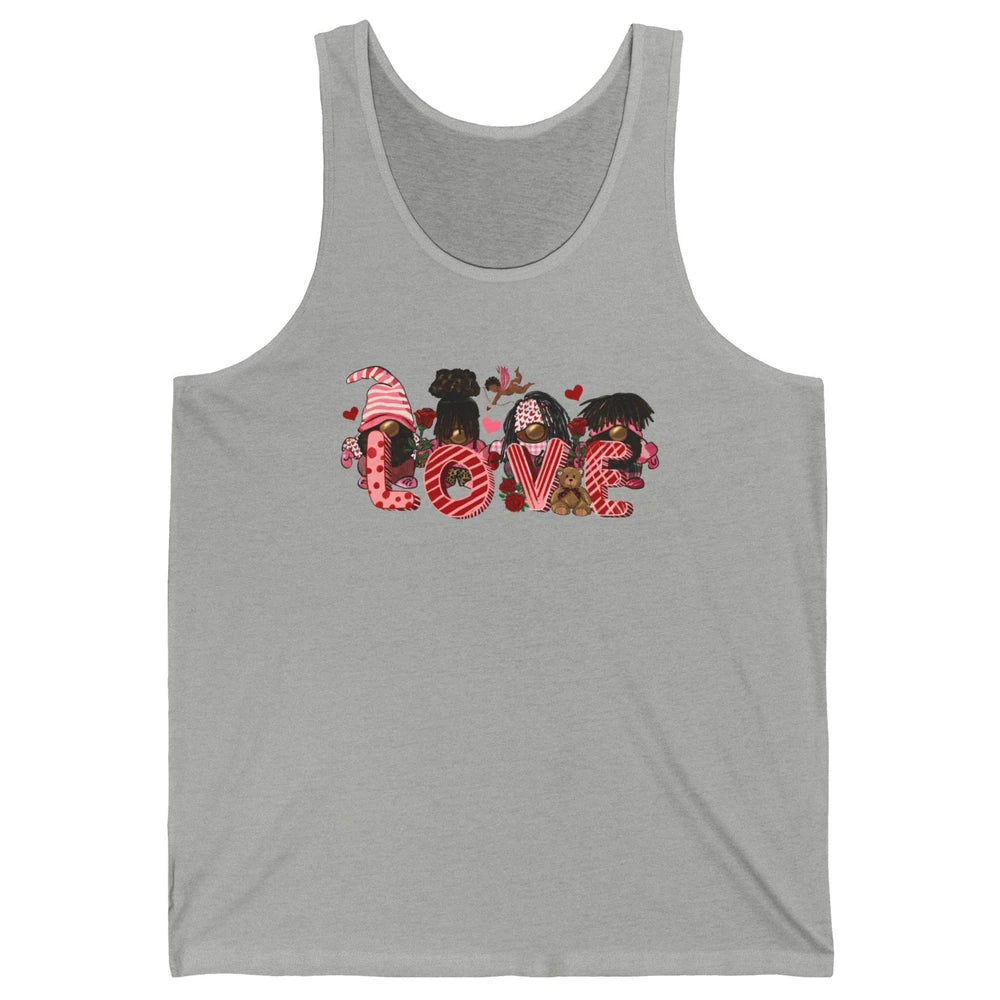 Afro Gnome Love Valentine African American Valentine's Day Unisex Jersey Tank