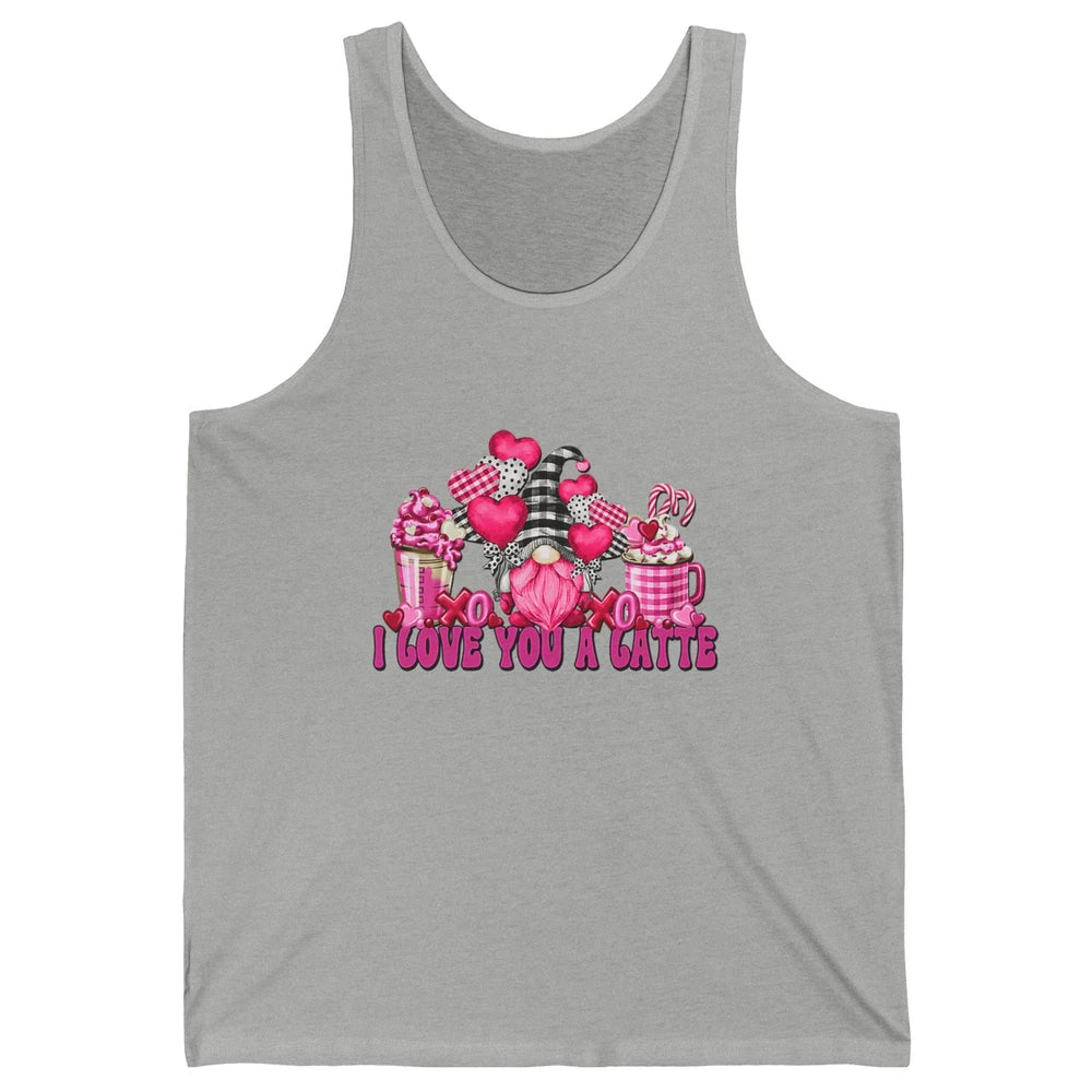 Pink Gnome And Valentines Day Latte Mugs I Love You Coffee Unisex Jersey Tank