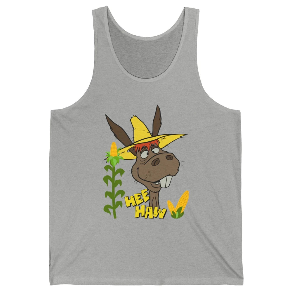 Funny Donkey Face Hee Haw Farming Life Farm Animal Corn Life Unisex Jersey Tank
