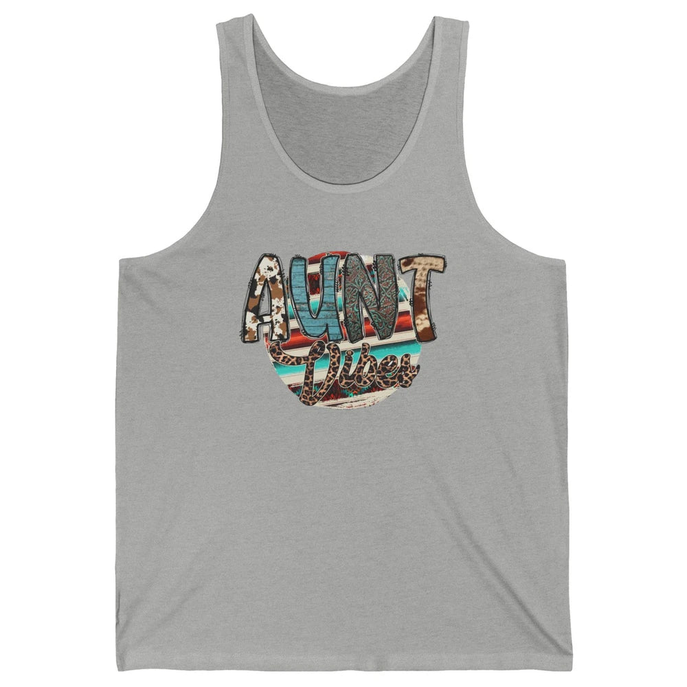 Retro Aunt Vibes Western Aunt Cowhide Leopard Auntie Gift Unisex Jersey Tank