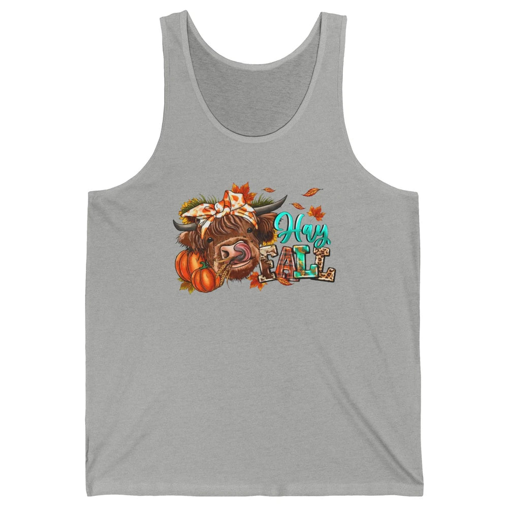 Hay Fall Highland Cow Pumpkin Western Country Farm Autumn Unisex Jersey Tank