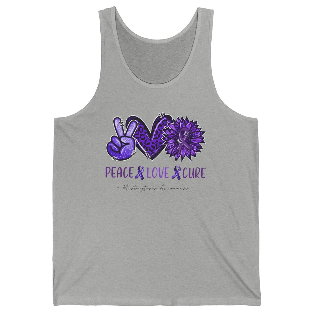 Mastocytosis Awareness Purple Ribbon Peace Love Fight Unisex Jersey Tank