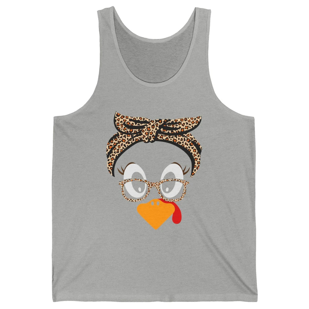 Cute Turkey Mom Leopard Glasses Thanksgiving Fall Turkey Day Unisex Jersey Tank