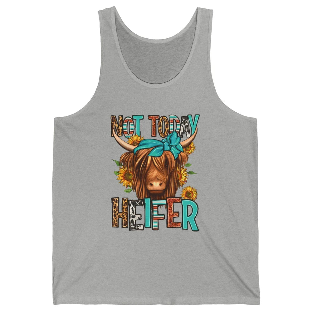 Leopard Highland Cow Bandana Not Today Heifer Western Animal Unisex Jersey Tank