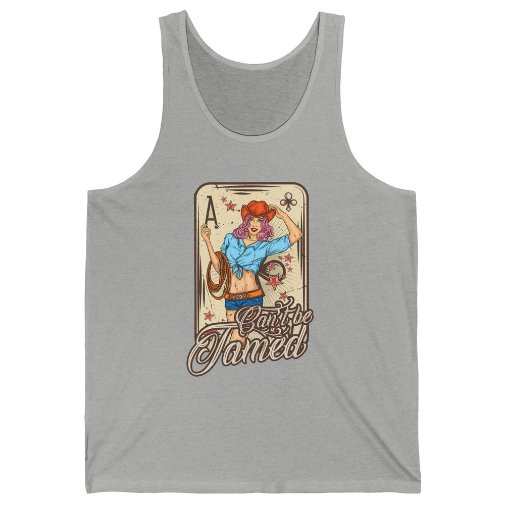 Retro Cowgirl Card Can't Be Tamed Western Country Midwest Unisex Jersey Tank