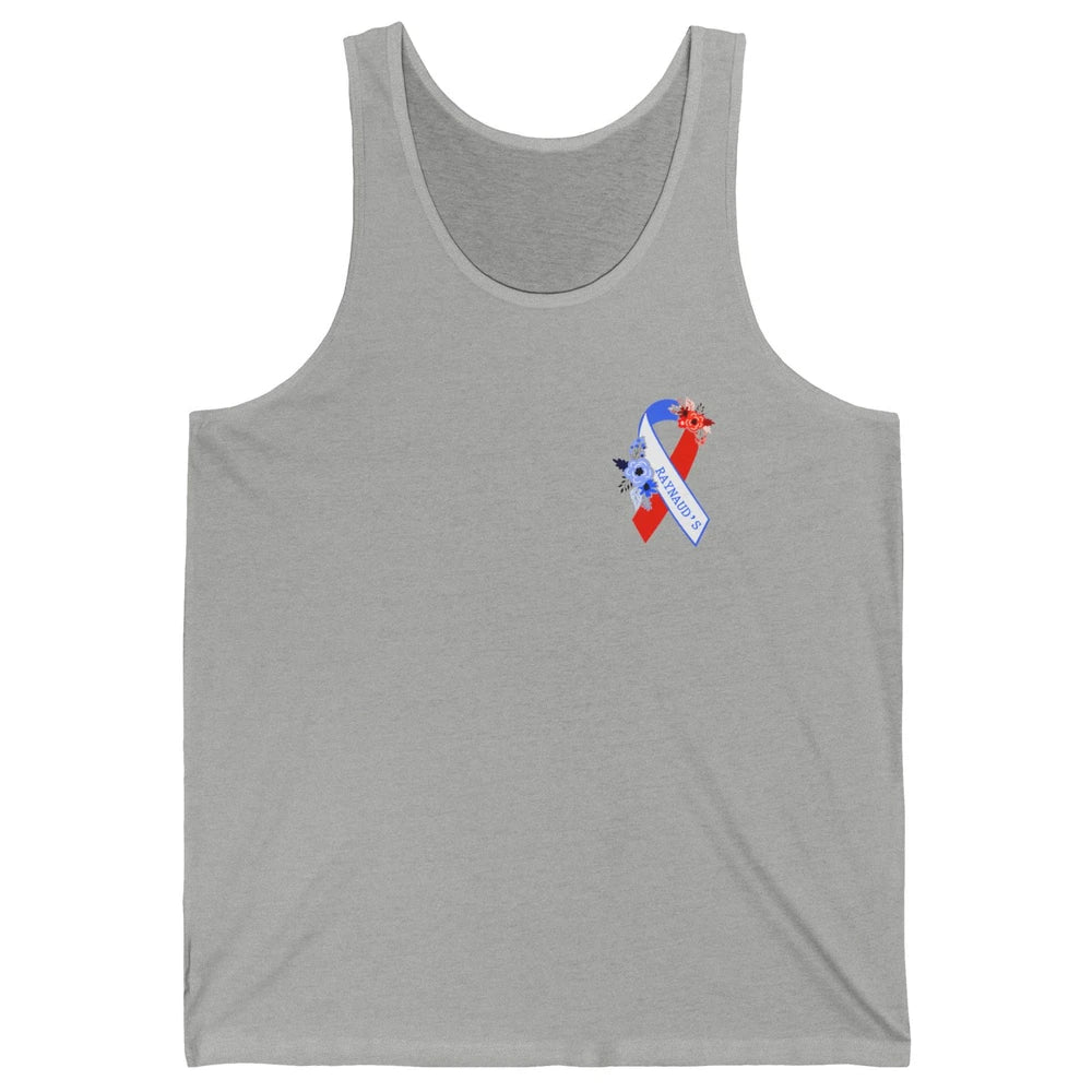 Raynaud's Syndrome Awareness Support Floral Red Blue Ribbon Unisex Jersey Tank