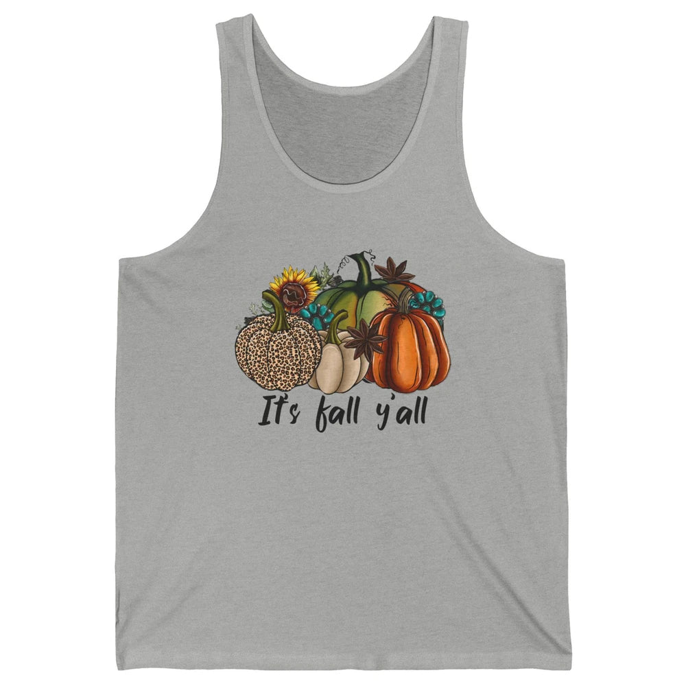 Leopard Pumpkin It's Fall Yall Fall Leaves Western Autumn Unisex Jersey Tank