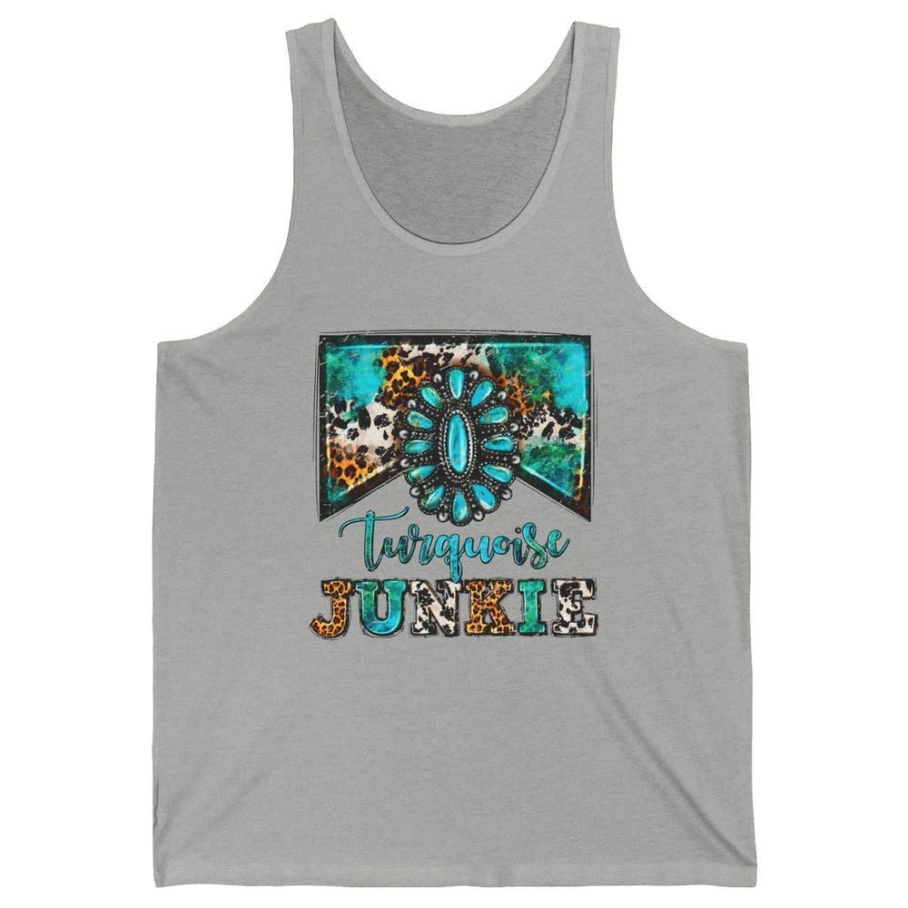 Retro Leopard Turquoise Junkie Gemstone Western Country Unisex Jersey Tank