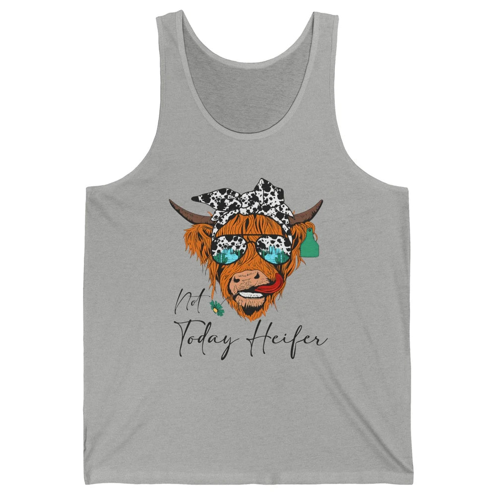 Desert Highland Cow Sunglasses Not Today Heifer Cow Lovers Unisex Jersey Tank