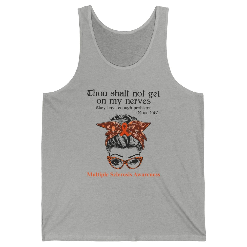 Multiple Sclerosis Awareness Messy Bun Ms Cancer Warrior Unisex Jersey Tank