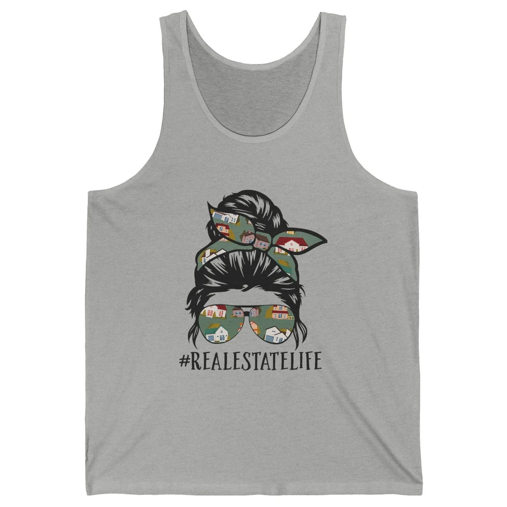 Real Estate Wife Life Messy Bun Mom Realtor Women Close Deal Unisex Jersey Tank