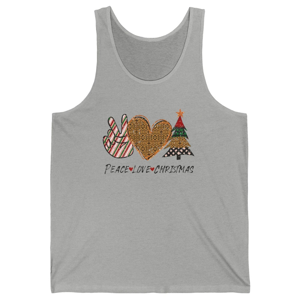 Peace Love Christmas Leopard Merry Christmas Vintage Retro Unisex Jersey Tank