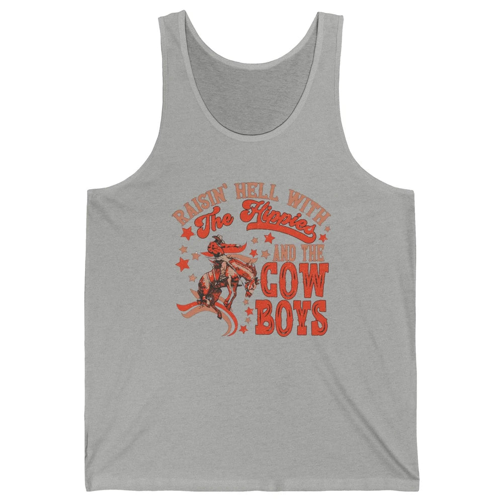 Retro Cowboy Horsing Rasing Hell With Hippie Western Country Unisex Jersey Tank