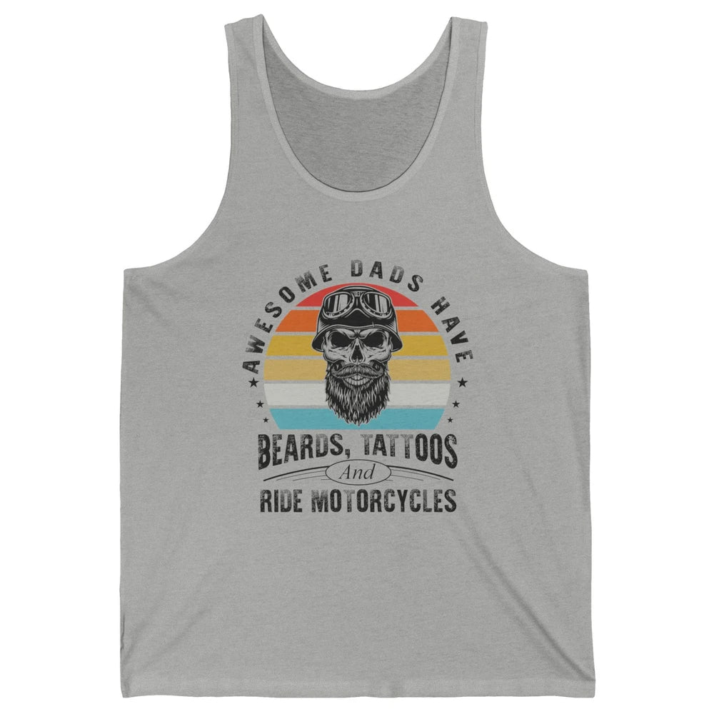 Retro Awesome Dads Have Beards Tattoos And Ride Motorcycles Unisex Jersey Tank