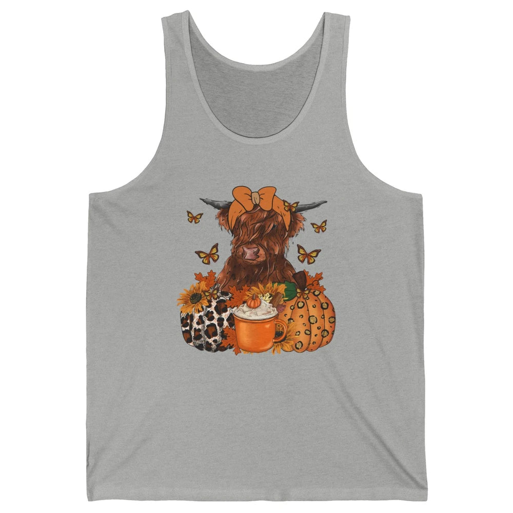 Retro Fall Highland Cow Pumpkin Western Country Farm Autumn Unisex Jersey Tank