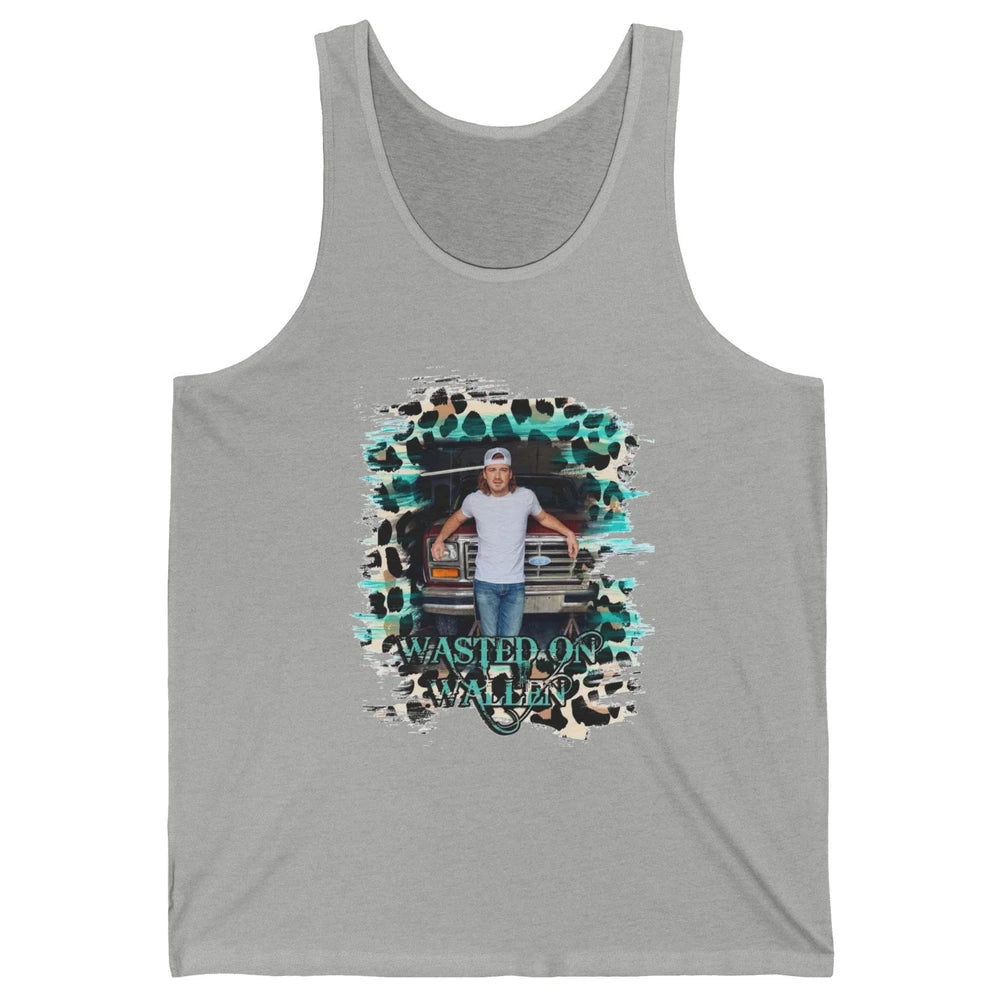 Retro Leopard Wasted On Wallen Turquoise Western Country Unisex Jersey Tank