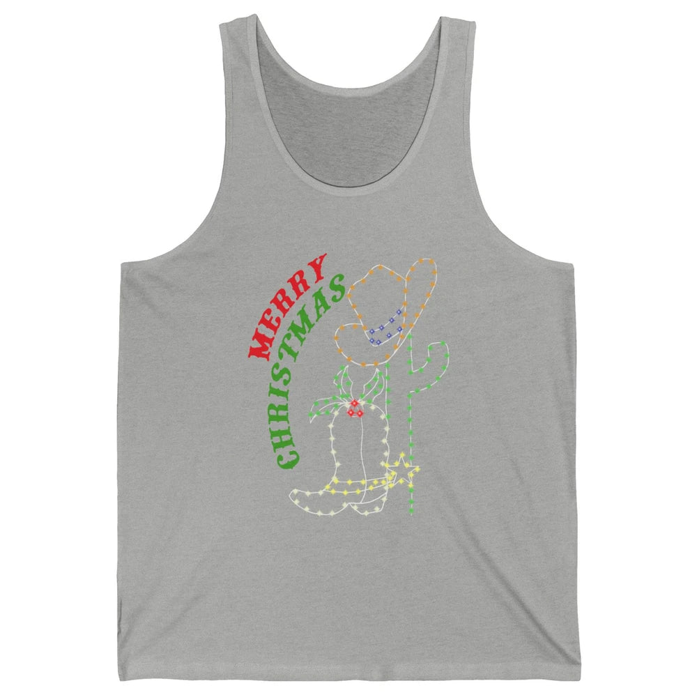 Retro Cowboy Merry Christmas Western Country Cowgirl Costume Unisex Jersey Tank