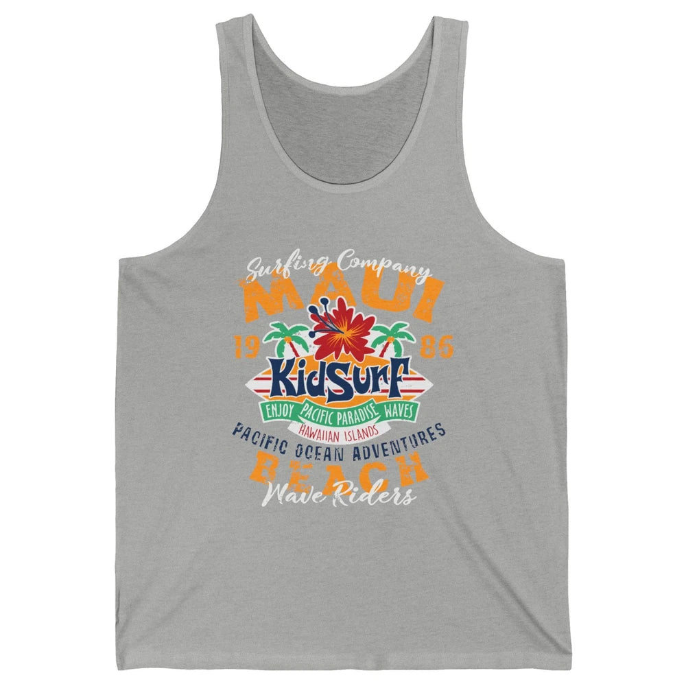 Retro Maui Island 1986 Hawaii Kid Surfing Pacific Paradise Unisex Jersey Tank