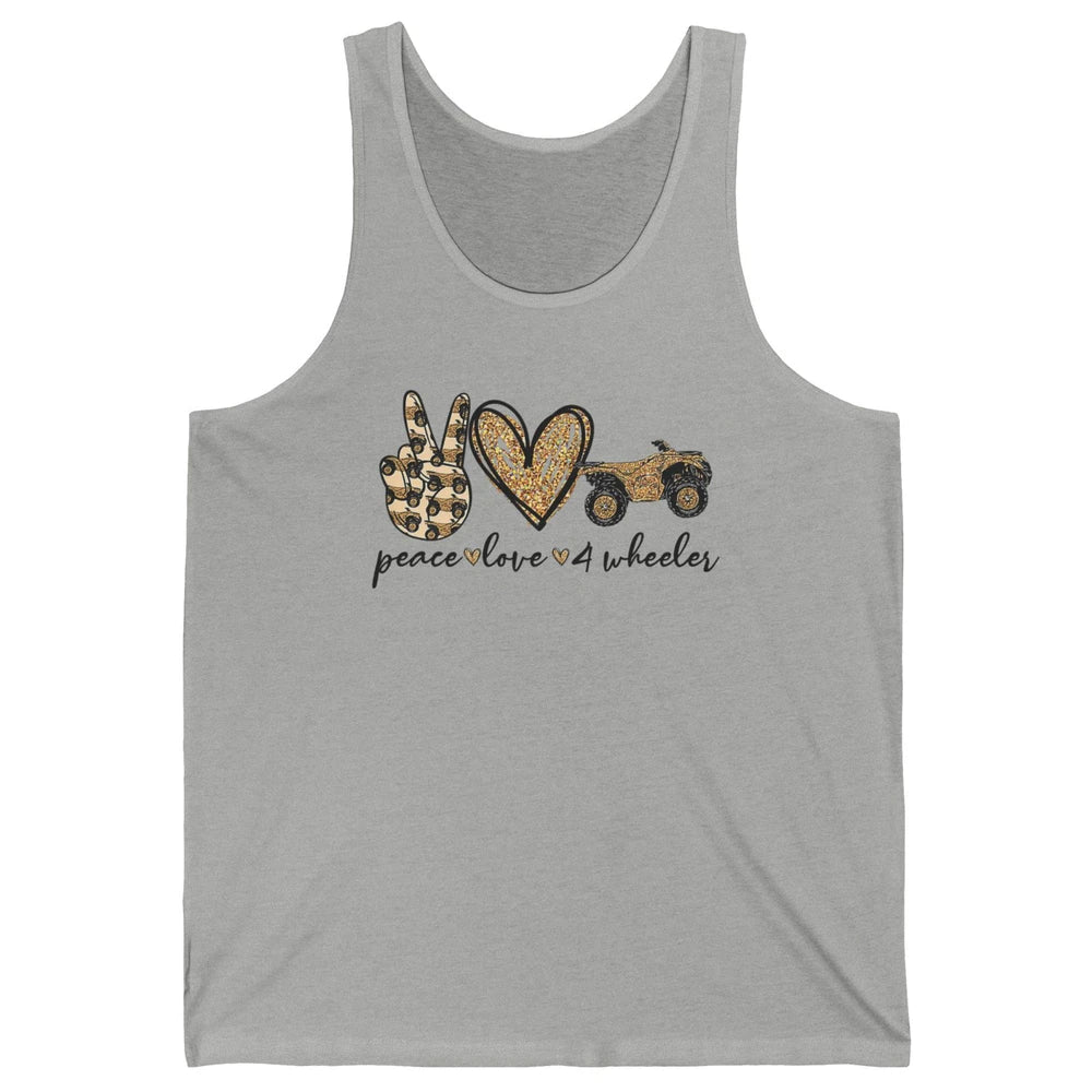 Peace Love 4 Wheeler Bikes ATV SXS Life Rider Offroad Heart Unisex Jersey Tank