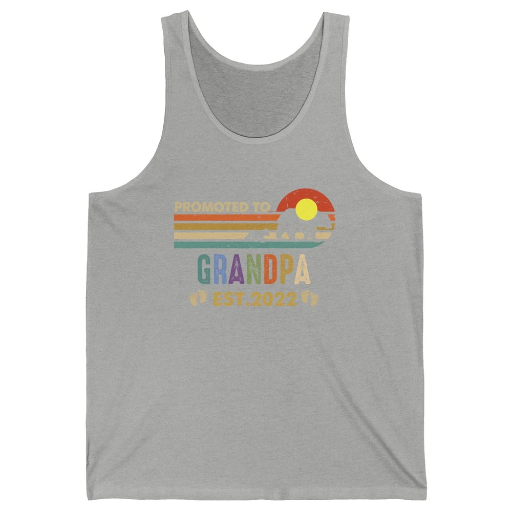 Retro Bear Sunset Promoted To Grandpa Est 2022 Grandpa Gift Unisex Jersey Tank