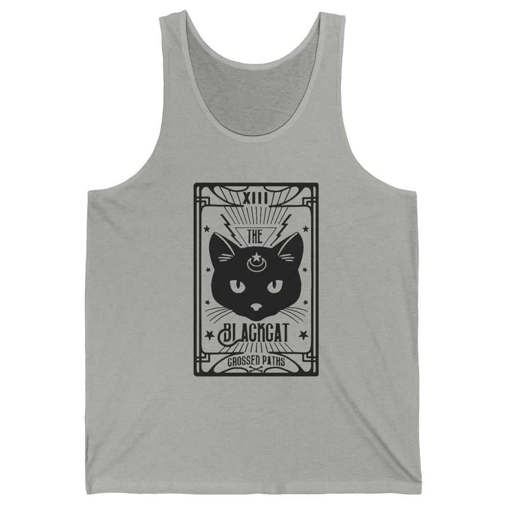 Retro Halloween Black Cat Crossed Path Tarot Card Witchcraft Unisex Jersey Tank