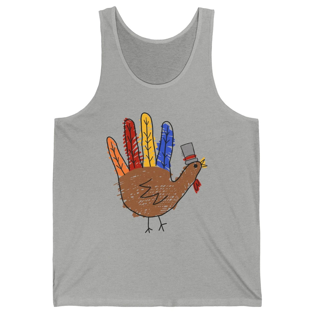 Thanksgiving Hand Turkey Funny Thanksgiving Teacher Thankful Unisex Jersey Tank