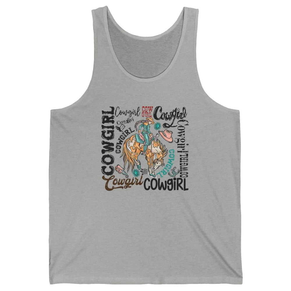 Retro Cowgirl Rodeo Wild Western Country Cowboy Hat Unisex Jersey Tank