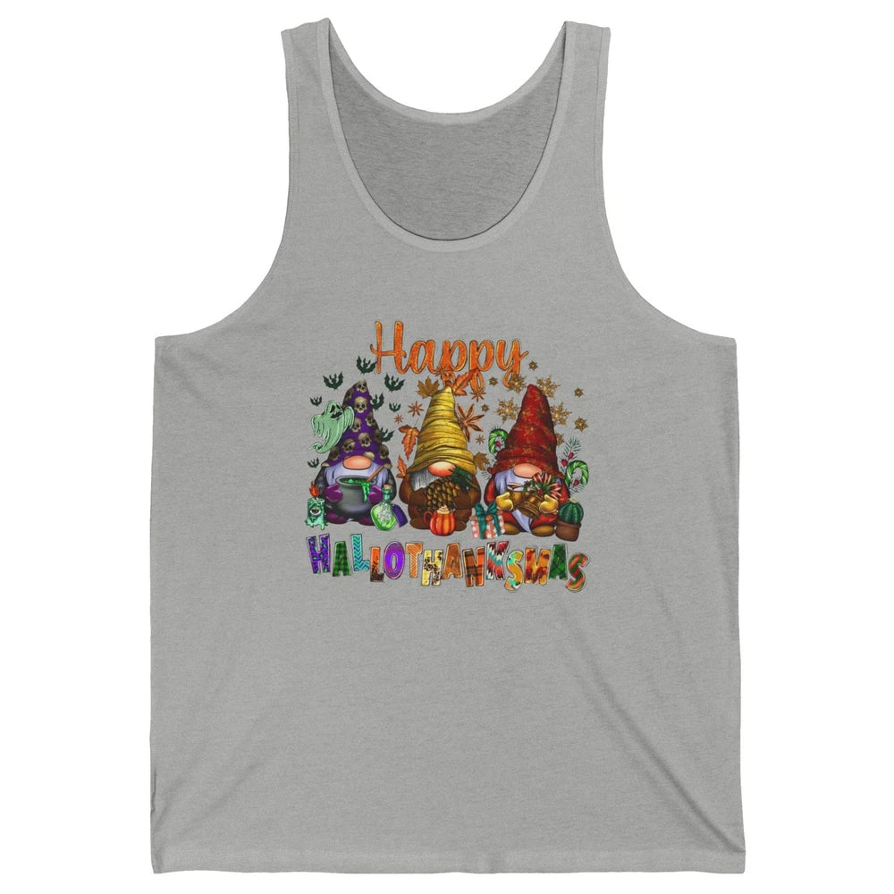 Funny Gnomes Happy Hallo-thank-mas Fall Pumpkin Thanksgiving Unisex Jersey Tank