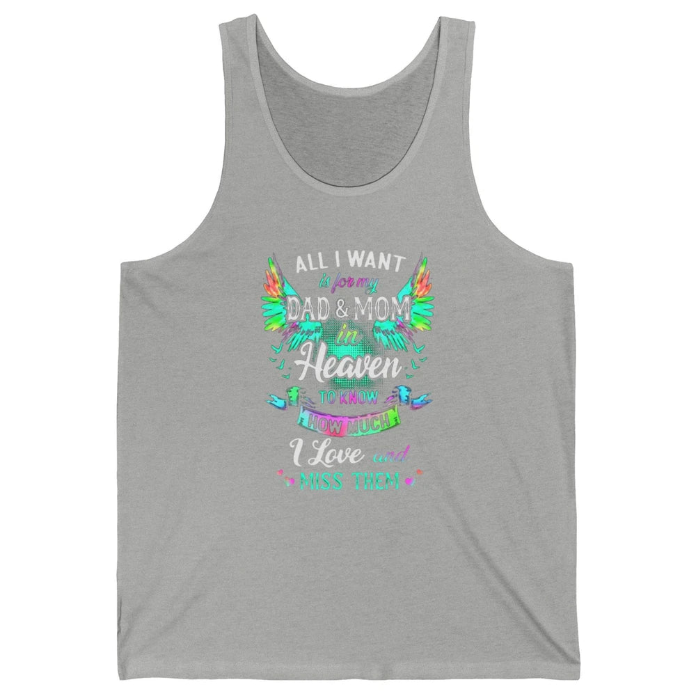 My Mom And Dad In Heaven Angel Wings Mother Memories Forever Unisex Jersey Tank