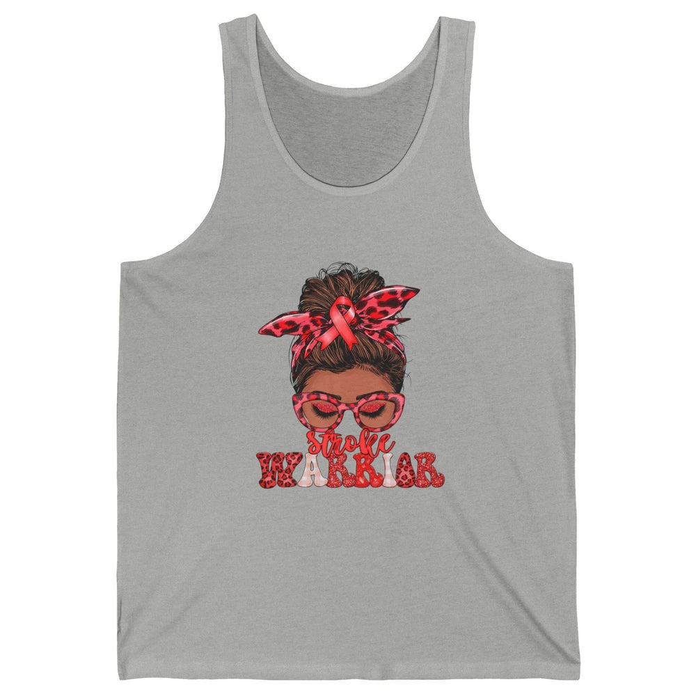 Afro Messy Hair Bun Black Women Warrior Red Stroke Awareness Unisex Jersey Tank