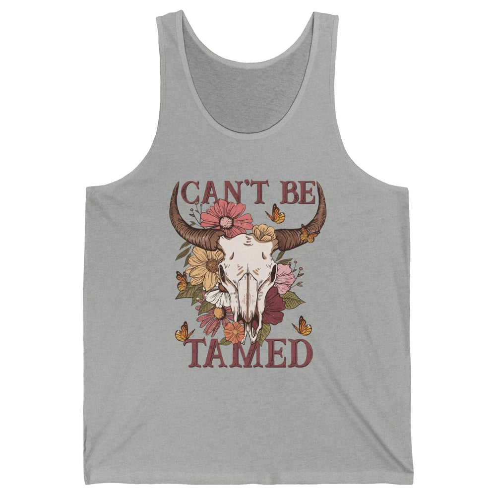 Retro Floral Boho Bull Skull Can't Be Tamed Western Country Unisex Jersey Tank