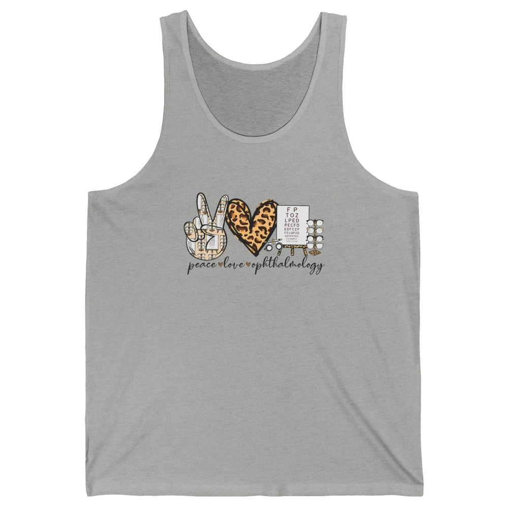 Peace Love Ophthalmology Leopard Heart Optician Optometrist Unisex Jersey Tank