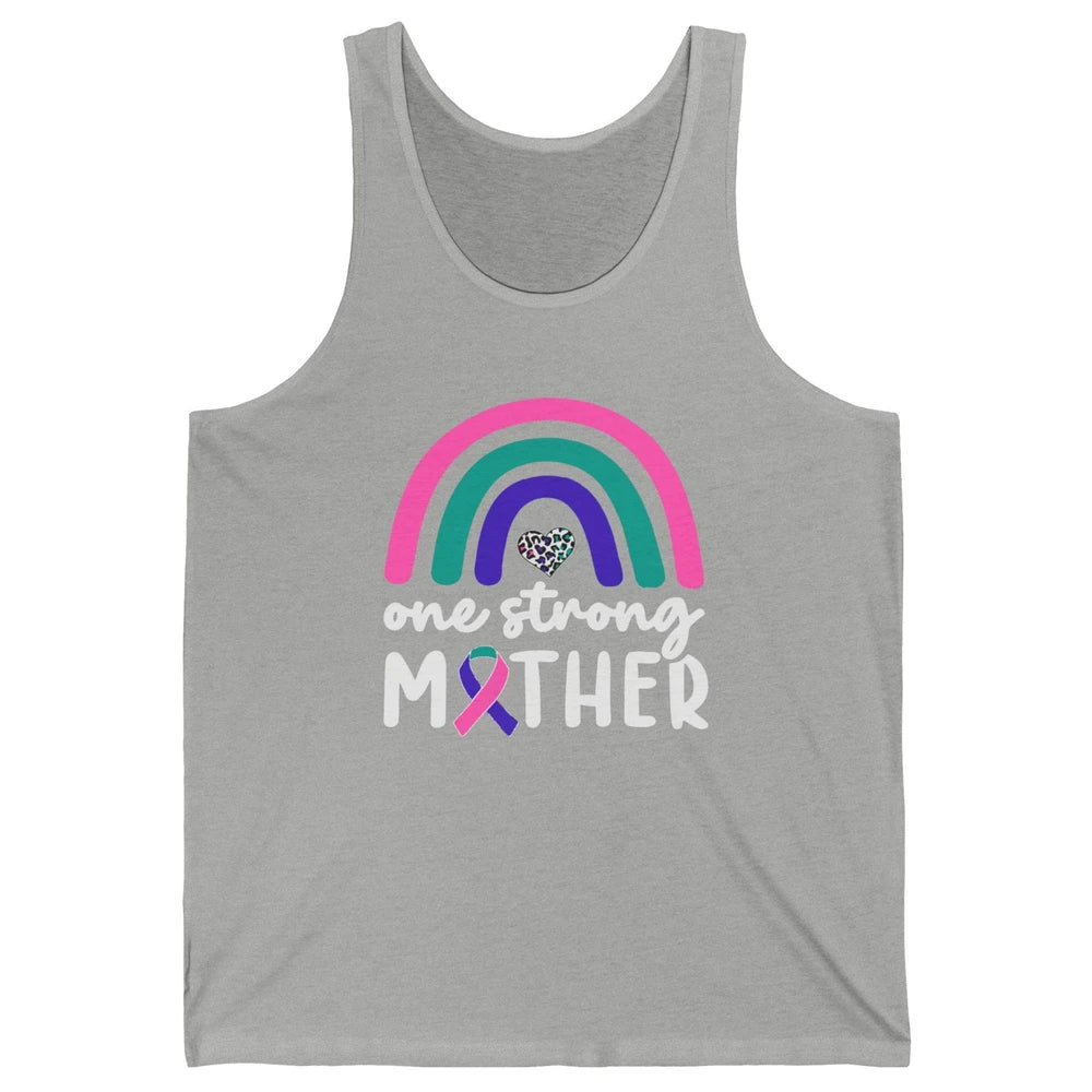 One Strong Mother Teal Rainbow Warrior Thyroid Cancer Month Unisex Jersey Tank
