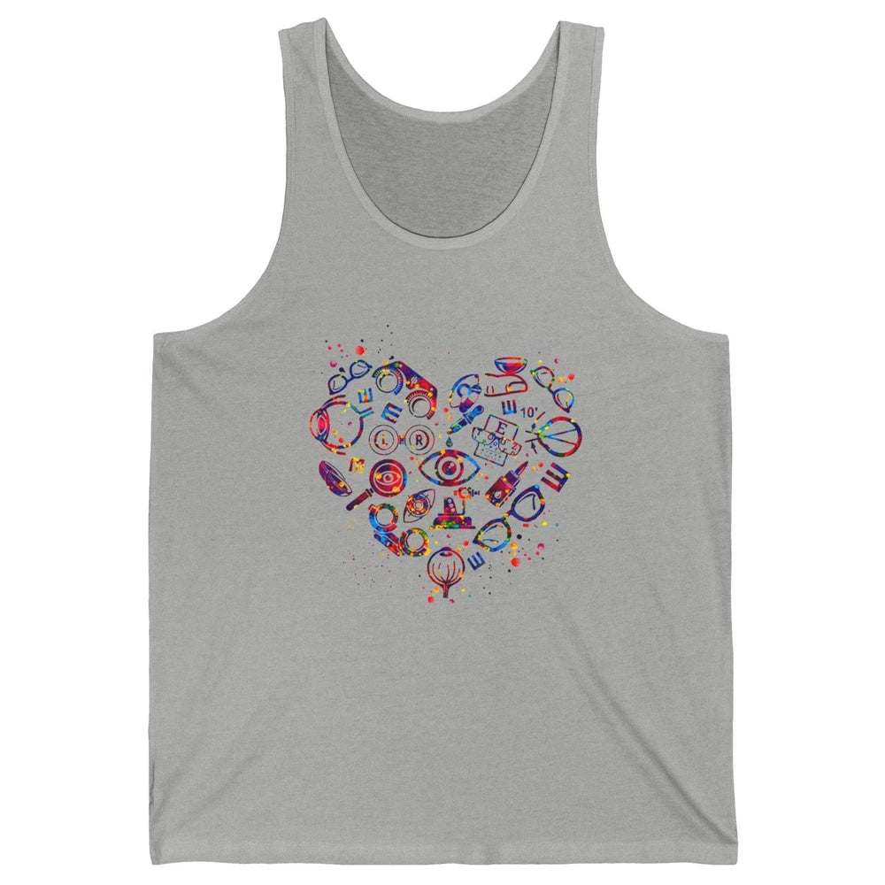 Optometrist Eyeglasses Technician Optometry Eye Doctor Heart Unisex Jersey Tank