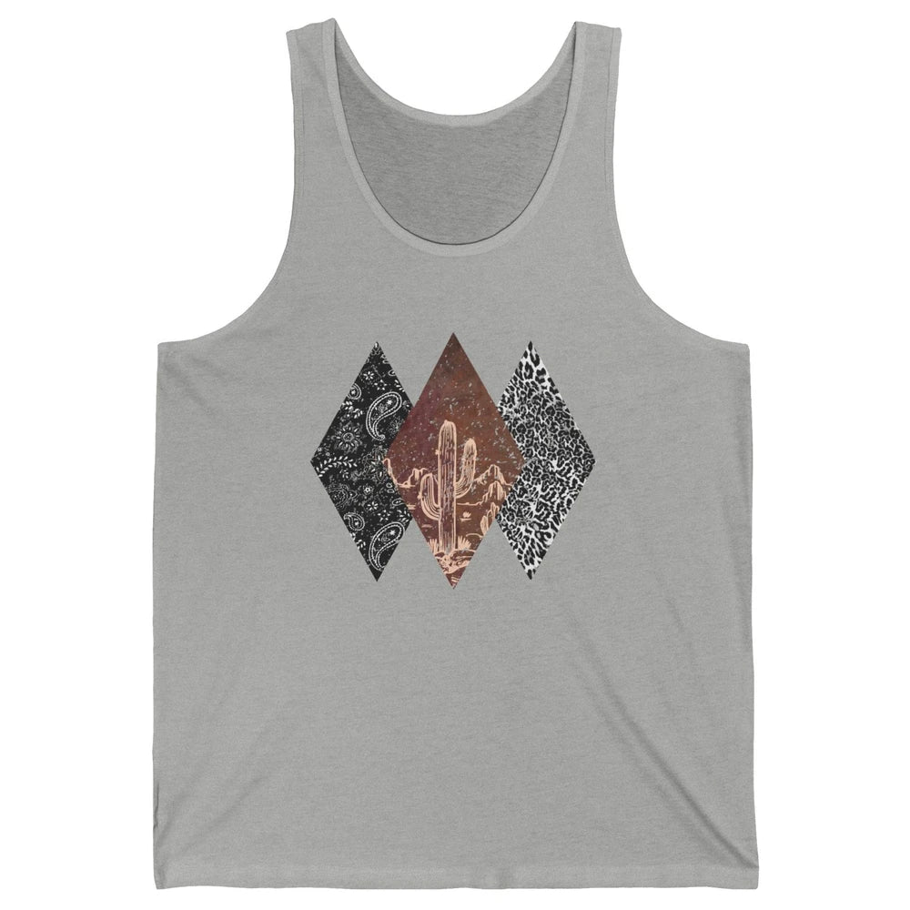 Retro Leopard Desert Cactus Sunset Western Country Cowgirl Unisex Jersey Tank