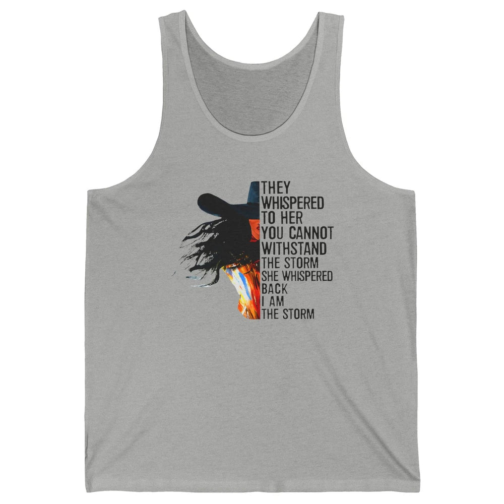 Retro Cowgirl She Whispered Back I Am The Storm Western Unisex Jersey Tank