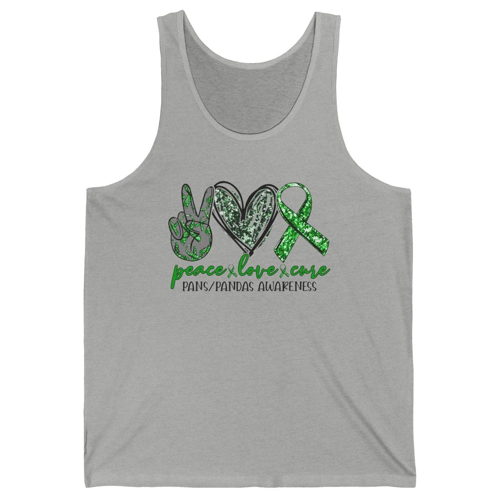 PANS/PANDAS Awareness Green Ribbon Peace Love Cure Unisex Jersey Tank
