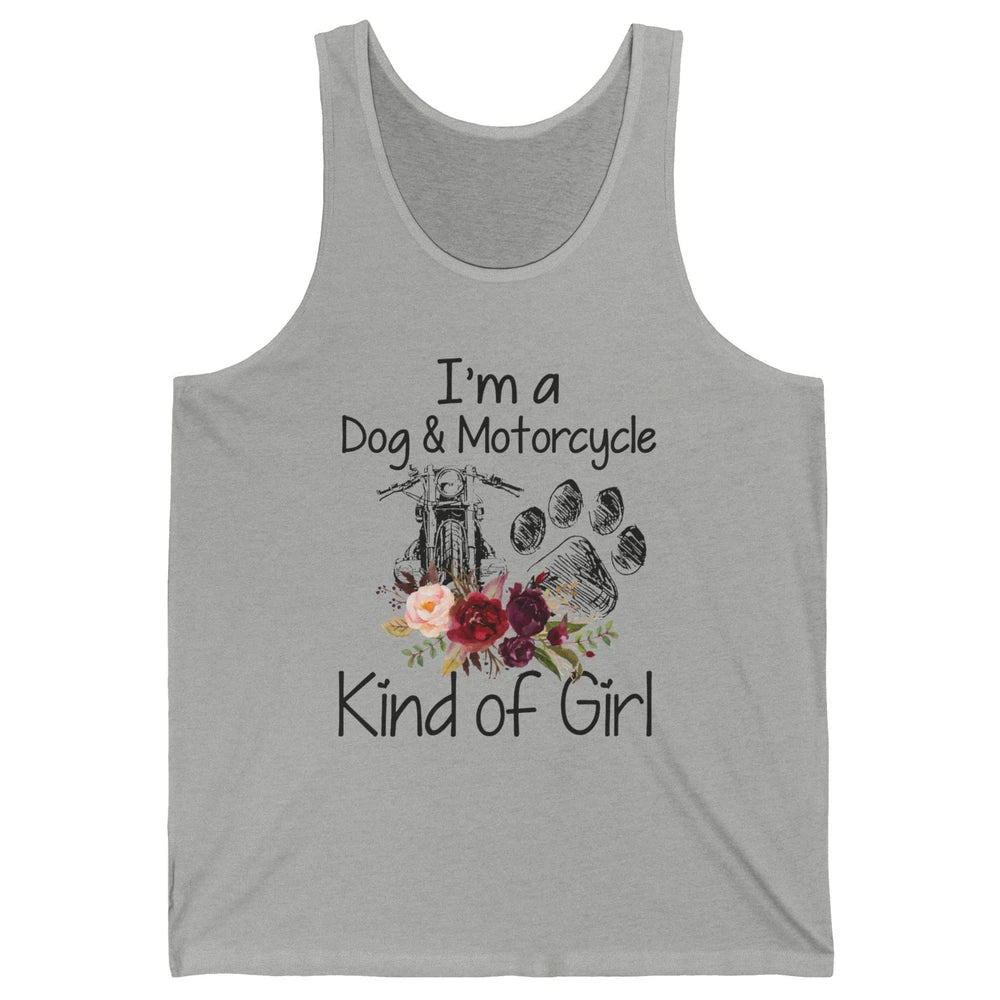 Retro Floral Motorbike I'm Dog Motorcycle Kinda Girl Dog Mom Unisex Jersey Tank