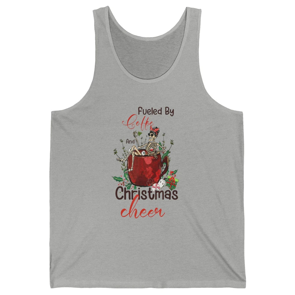 Merry Christmas Skeleton Drink Fueled By Coffee Xmas Latte Unisex Jersey Tank