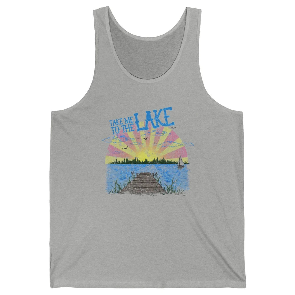 Retro Lake Life Take Me to the Lake Sunrise Summer Gift Unisex Jersey Tank