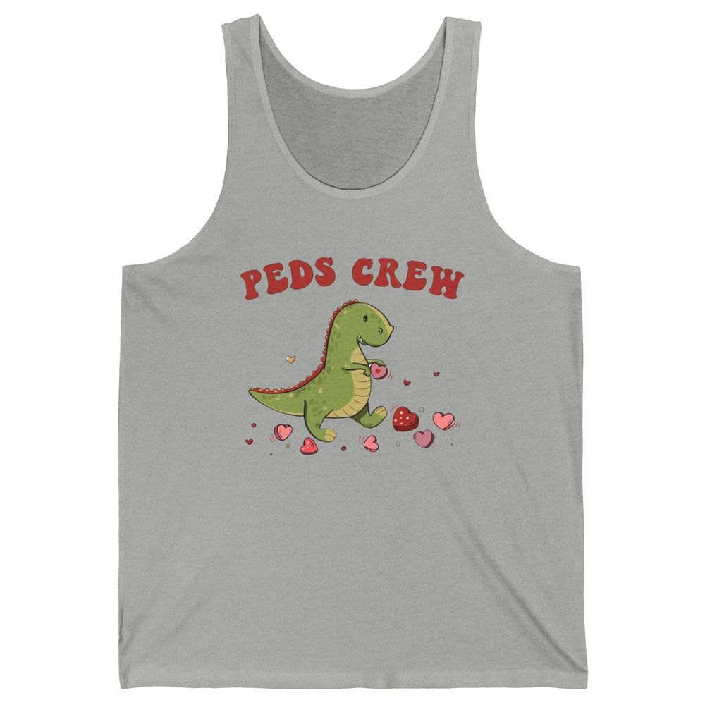 Pediatric Nurse Valentines Dinosaur Peds Crew Valentines Day Unisex Jersey Tank