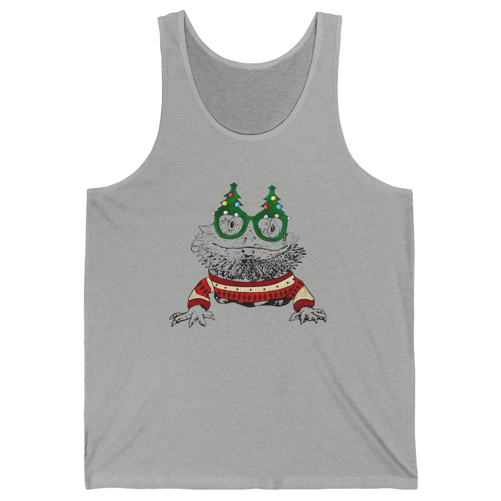 Christmas Bearded Dragon Glasses Animal Merry Xmas Gift Unisex Jersey Tank